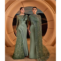 Robe de soirée de luxe vintage en satin, robe de bal, robe de mariée, robe de fête, robe maxi pour femmes, élégante, formelle, col haut, manches courtes