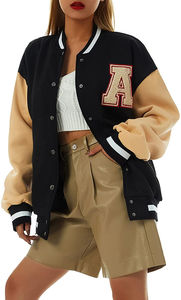 New Arrivals Fashionable Letter Design Winter Coat Custom Tops Casual Sport Women Letterman Jackets - Product Image 3