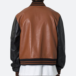 Blouson universitaire personnalisé pour homme, style rétro Letterman, coutures durables, corps en mélange de laine, manches en cuir, col montant pour personnalisation - Product Image 2