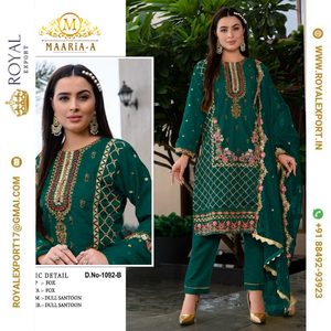 Collection de costumes pakistanais Salwar Kameez en faux georgette lourd brodé et séquencé de créateur exclusif - Product Image 3