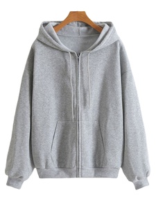 Sweats à capuche zippés élégants et confortables avec poche au design unique, logo personnalisé, épaules tombantes, surdimensionnés, pour hommes - Product Image 4