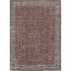 Tapis en laine vintage rouge et orange à motifs floraux, noué à la main, rectangulaire 9x12, pour salon ou couloir - Modèle Pae-2151 pour adolescents - Product Image 1