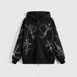 Plus Size Rhinestone <b>Hoodie</b> Outdoor Use Women Rhinestone Hoodies Wholesale Women Rhinestone Hoodies for OEM - Product Image 5