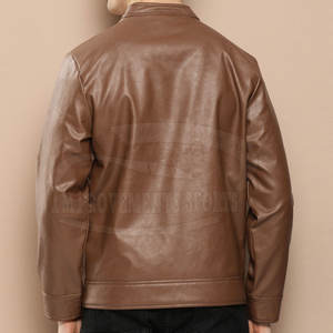 Chaqueta de cuero de piel de vaca para hombre de alta calidad, ropa de calle con cuello levantado, chaqueta de cuero saludable a precio barato para la primavera - Product Image 3