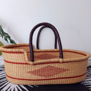 Cesta de Moisés de algas marinas de decoración Bohemia con colchón para bebé durmiendo cuna de bebé tejida a mano cama con asas - Product Image 2