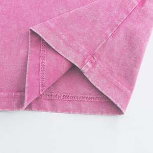 T-shirt en coton épais délavé à l'acide avec manches courtes à col rond classique et design vintage délavé pour des tenues Streetwear décontractées - Product Image 3