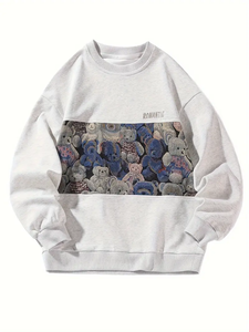 Sudadera bordada con cuello redondo para mujer, Jersey informal de manga larga, Sudadera con capucha Coreana de algodón 100% - Product Image 2