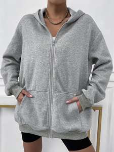 2025 fabricants sweat à capuche personnalisé sweats à capuche thermiques surdimensionnés femmes épaule tombante sweat à capuche zippé - Product Image 6