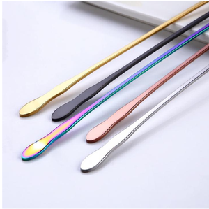 Cuillère à remuer colorée en acier inoxydable la plus vendue cuillère à mélange de café à crème glacée avec long manche - Product Image 2