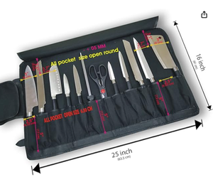 กระเป๋าม้วนมีดแบบทันสมัยปิดหัวเข็มขัดหนังแท้สีดำเป็นมิตรกับสิ่งแวดล้อมและทนทานสำหรับเชฟและโรงแรม - Product Image 6