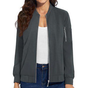 Chaqueta a prueba de viento para mujer, chaqueta bomber de motorista con 4 bolsillos, cortavientos, ropa de calle, prendas de vestir para mujer, abrigos de trabajo, chaqueta bomber - Product Image 3