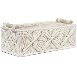Hot Customization Macrame <b>Rectangular</b> Grocery Storage <b>Basket</b> Kitchen Vegetable Storage Holder Dining Table Decorative <b>Basket</b> - Product Image 1