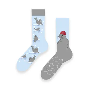 Chaussettes en soie respirantes et colorées pour garçons, avec logo personnalisé, imprimées jusqu'au niveau de la cheville, motif sceau des deux côtés, pour usage quotidien, été - Product Image 1