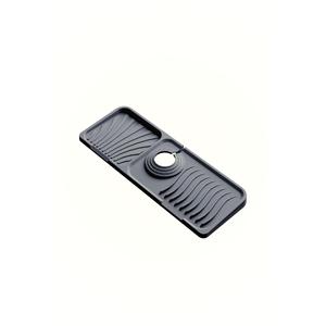 Classic Style Eco-Friendly <b>Plastic</b> Faucet <b>Tap</b> Mat in Grey/Black Rectangle Shape 400mm Diameter for Kitchen and Bathroom Sink - Product Image 1