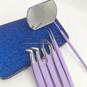 Pince à cils volumineuse violette en gros, pointe lisse, acier inoxydable, antistatique, pince à cils pour extensions de cils, plateau d'emballage personnalisé - Product Image 6