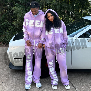 Y2K Streetwear Sudadera con capucha recortada desgastada bordado pesado 500gms ácido lavado apliques parche Sudadera con capucha Conjunto de sudadera para hombres - Product Image 6