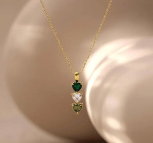 18K Gold Plated Engagement Handmade <b>Necklace</b> Elegant Pendant Jewelry Women Size Prong Set 8MM Mix Hydro Quartz Gemstone Chain - Product Image 1
