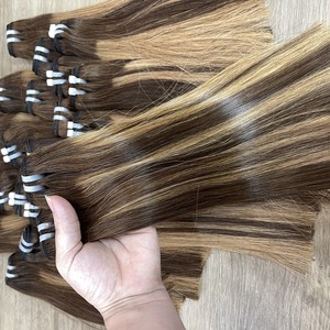 FLASH <b>SALE</b> Best Hair Luxury <b>Piano</b> Color Weft Hair Extension Vietnamese Human Hair Ready to Ship Genius Weft Machine Weft - Product Image 5