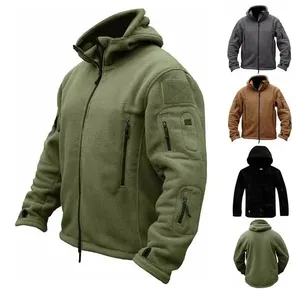 Warme Outdoor Cargo Jacke Zip Up Solid Color Sport Mehrere Taschen Laufen Polar Fleece Combat Jacket Zum Verkauf