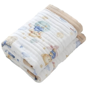 Couverture de bébé sur le thème de l'espace amusant avec motifs de planètes et de fusée Garniture bleue Mousseline respirante pour bébés Modifier Partager - Product Image 6