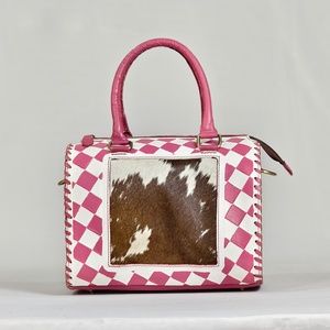 Bolso de mano de cuero vacuno de edición limitada con diseño a cuadros, elegante conjunto combinado de bolso de hombro y bandolera para mujer, para uso diario. - Product Image 2