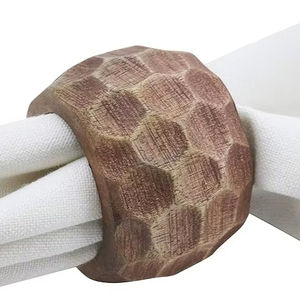 Anneaux de serviette en bambou émaillé peints à la main de luxe, écologiques, décoration de table unique pour Noël, mariages, fêtes, dîners, blanc - Product Image 1