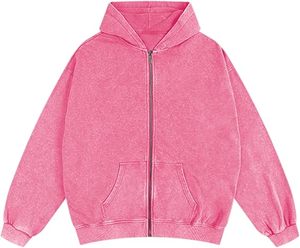 Cổ Điển Axit Rửa Dây Kéo Áo Cho Nam Giới Quá Khổ Drop Shoulder Thời Trang Phố Dày Cotton Cao Cấp Chất Lượng Hiện Đại Xu Hướng sty - Product Image 6