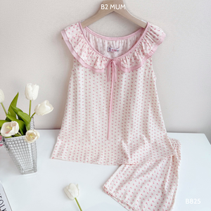 Débardeur sans manches en soie douce avec short respirant à motif rose Prix de gros Vêtements de maternité pour femmes enceintes B825 - Product Image 6