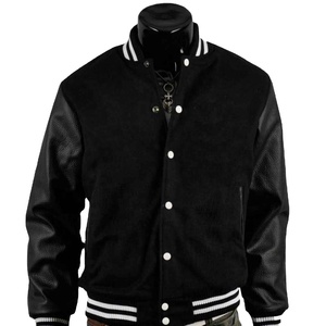 Chaqueta de béisbol de lana de algodón personalizada para hombre al por mayor de alta calidad chaqueta universitaria de manga roja y negra en blanco con letras para hombre - Product Image 2