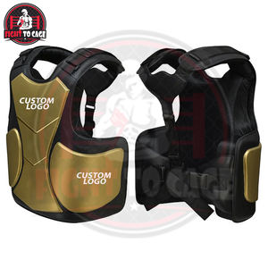 Protège-poitrine de boxe noir doré, équipement d'entraînement en PVC durable de haute qualité pour la boxe, le MMA, le kickboxing, le sparring, personnalisable - Product Image 3