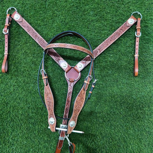Western headstall with Brass-SS Buckle featuring Custom Logo <b>basket</b> <b>weave</b> western horse breast collar in Wholesale Price - Product Image 2