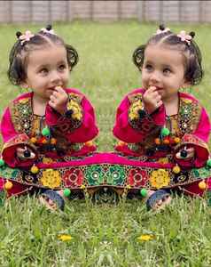 Servicio OEM, Vestidos Afganos Vintage de Encaje de 2 Piezas para Niños, Conjuntos Formales de Vestido Largo y Pantalones con Borlas, Botones y Bordados - Product Image 3