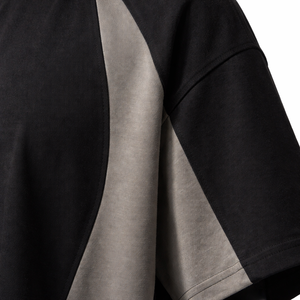 Camiseta Oversize Personalizada con Bloques de Color para Hombre, Estilo Urbano con Paneles en Contraste, Algodón, Manga Corta, Casual, Moda, Lisa, con Ribete - Product Image 5