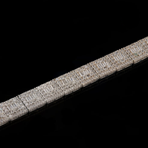 Pulsera de tenis con moissanita redonda y baguette estilo Iced Out, plata de ley 925, unisex, geométrica, para uso diario. - Product Image 4