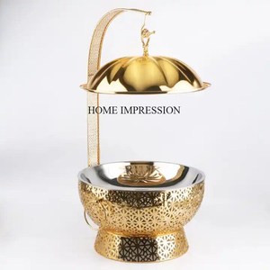 Beautiful Designer Superior Quality Copper Antique Finished Hammered Texture <b>Hotel</b> & Restaurant Chafing Dish Supply From India - Product Image 4