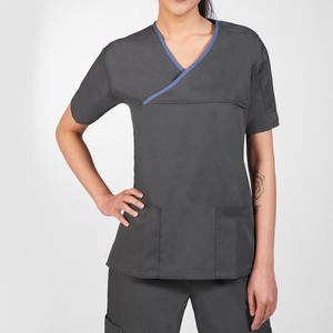 Livraison rapide, uniformes d'infirmière extensibles dans les 4 sens, col en V, anti-rides, tenue médicale pour femmes, avec logo personnalisé - Product Image 2