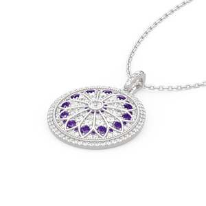 Collar Jeulia Divine Rose Window con Cadena de Eslabones de Plata de Ley y Moissanita - Product Image 3