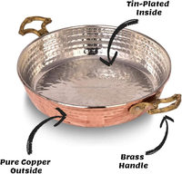 Poêles en cuivre classiques traditionnelles faites à la main pour la cuisson des œufs, des omelettes, avec des poignées ergonomiques en laiton martelé, ustensiles de cuisine écologiques
