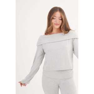 Chemisier côtelé gris pour femme avec col, vente en gros Madonna - Product Image 5