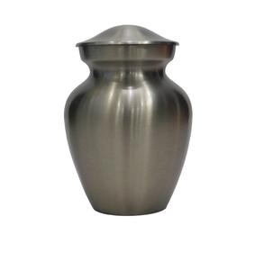 Urnas de recuerdo funerario de latón de la más alta calidad con urnas de cremación de recuerdo de metal con acabado de peltre gris cristal plano - Product Image 5