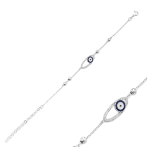 สร้อยข้อมือชุบโรเดียมสีเงินแบบตุรกีสำหรับ925ตาเพทายเคลือบหิน - Product Image 1