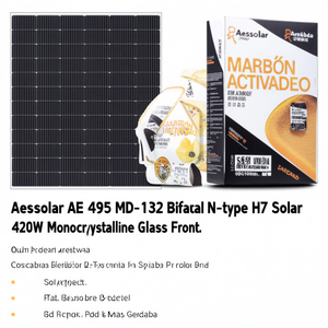 Panneau solaire bifacial Aesolar AE 495 MD-132 N-Type HJT 420W monocristallin, face en verre - Product Image 2