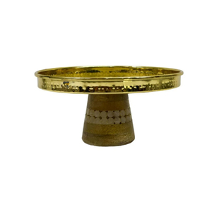 Stylish Antique Metal Wood Handmade <b>Cake</b> Serving Stand Round Shape with Hammered Design Stainless Steel Top Unique <b>Cake</b> <b>Tools</b> - Product Image 6