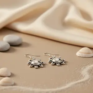 Boucles d'oreilles pendantes en argent 925 pour femmes, jolies boucles d'oreilles pendantes en forme de fleur avec perle d'eau douce, améthyste, émeraude, diamant - Product Image 1