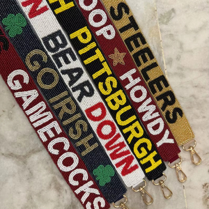 Sangles de sac à main personnalisées en perles, style universitaire West Point, couleur noire et dorée, sangles élégantes pour sac bandoulière - Product Image 1