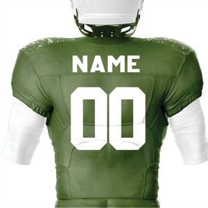 100% poliéster personalizado sublimado uniforme de fútbol americano para hombres transpirable verde aparejos sarga equipo corto Jersey delantero - Product Image 3