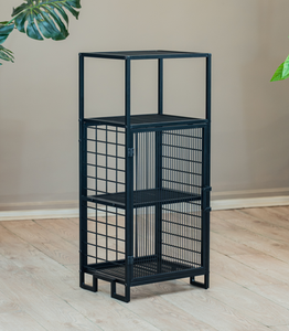 Mueble de baño metálico, organizador de baño, estantería de pie para baño, estante de almacenamiento para baño con puerta de malla - Product Image 2