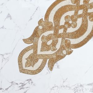 Christmas <b>Dining</b> <b>Table</b> Beaded <b>Runner</b> Placemat Handmade Cloth Decorative Wedding Mat With Leaves Design for Home Use - Product Image 1