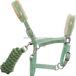 Acolchado de piel de visón duradero de alta calidad, cincha de nailon de diseñador, cabestro de caballo de nailon en tamaños de mazorca completos con cuerdas de plomo a juego - Product Image 3