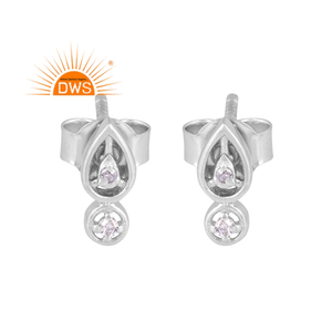 Meilleure qualité en argent Sterling naturel Moissanite pierre précieuse boucle d'oreille bijoux personnalisés pour les femmes cadeau pour elle - Product Image 1